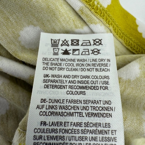 Boden Dress Women 14 Chartreuse Midi Wrap Front Floral Short Cap Sleeves Pockets - Picture 9 of 13